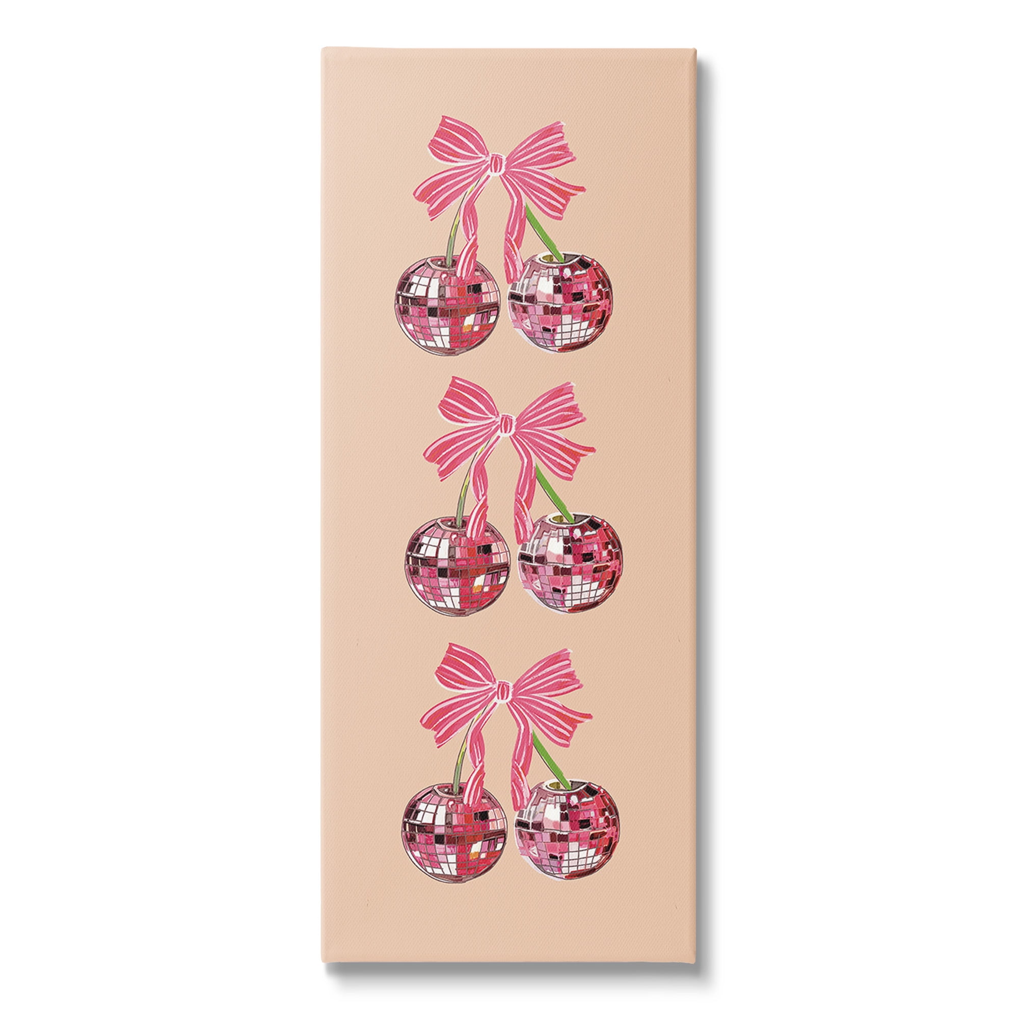 Stupell Industries Cherries with Ribbons Food & Beverage Painting Gallery Wrapped Canvas Art Print Wall Art, 10 x 24