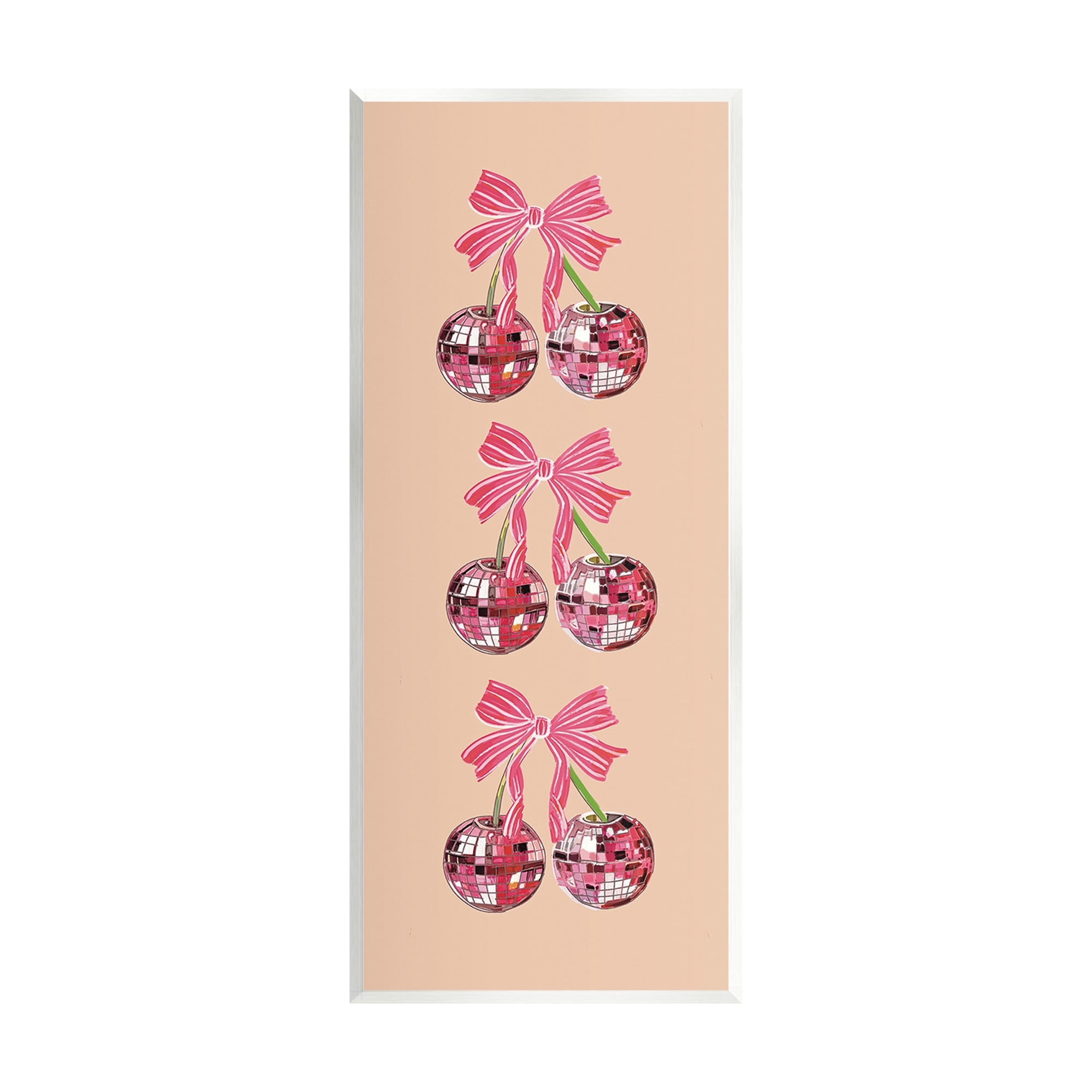Stupell Industries Cherries with Ribbons Food & Beverage Painting Unframed Art Print Wall Art, 7 x 17