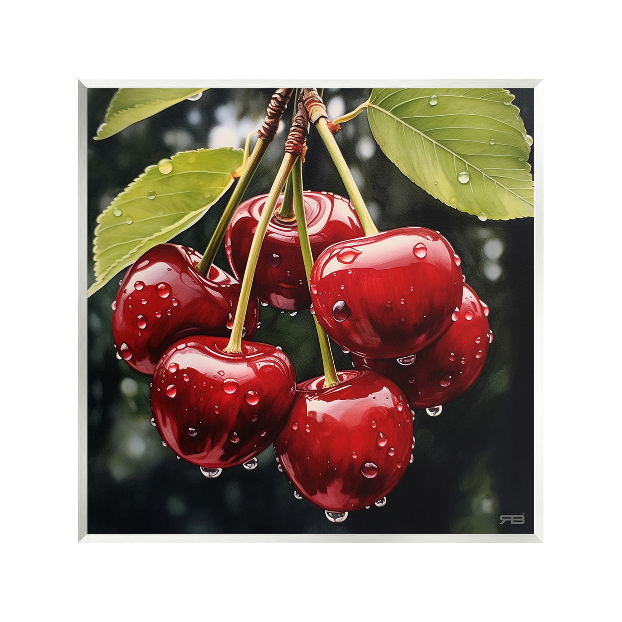 Stupell Industries Cherries with Water Droplets Food & Beverage Painting Unframed Art Print Wall Art, 12 x 12