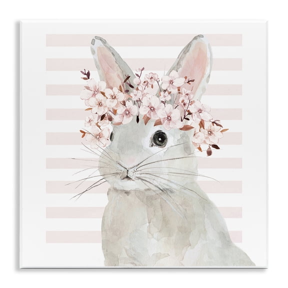 Stupell Industries Cherry Blossom Bunny Animals Painting Unframed Art Print Wall Art, 12 x 12