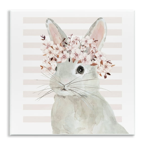 Stupell Industries Cherry Blossom Bunny Animals Painting Unframed Art Print Wall Art, 12 x 12