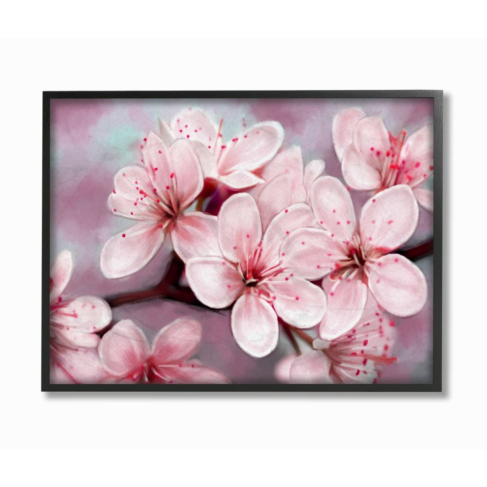 Pink Cherry Blossom Floral Canvas Wall Art for Nursery