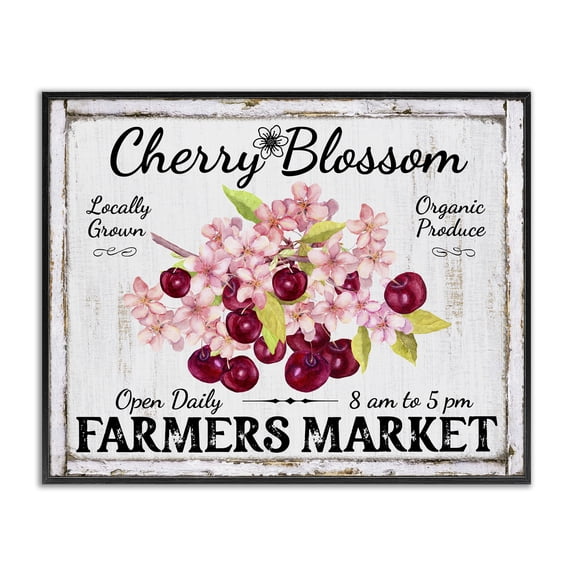 Stupell Industries Cottage Cherry Blossom Farmer's Market Black Framed Giclee Art, 14 x 11, by Creatif Belle