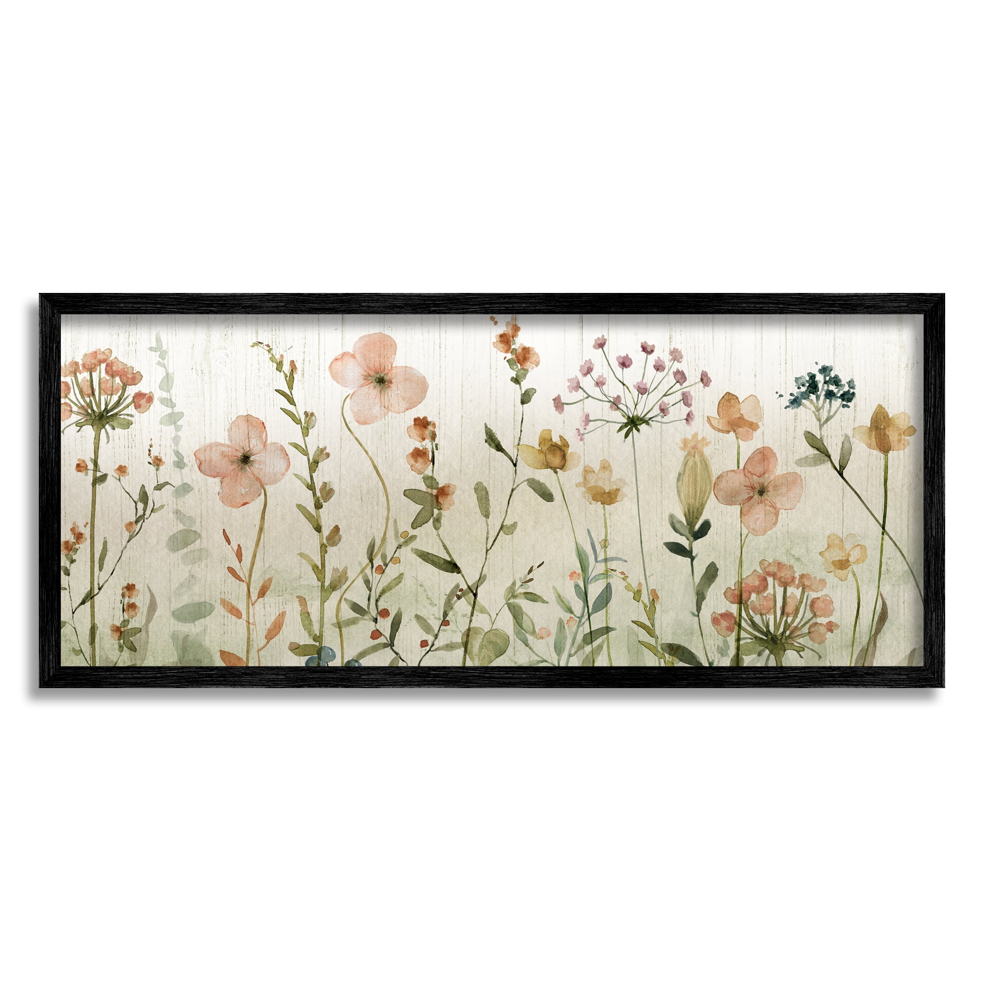 Stupell Industries Cherry Blossom & Herb Sprigs Botanical & Floral Painting Black Framed Art Print Wall Art
