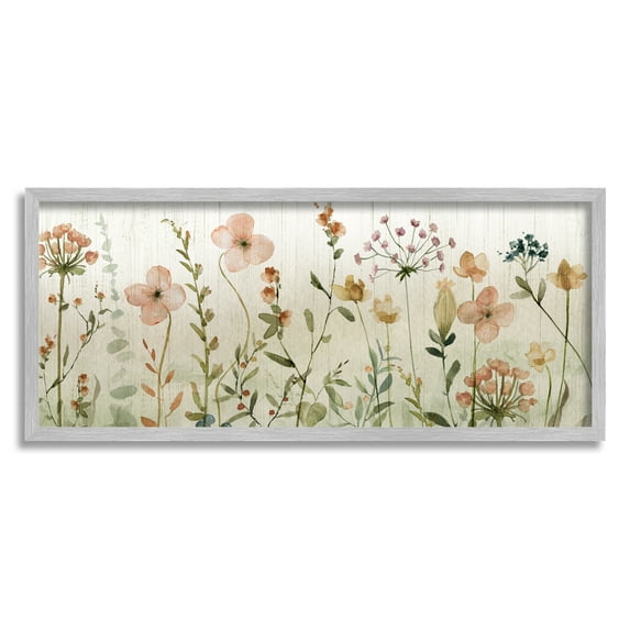 Stupell Industries Cherry Blossom & Herb Sprigs Botanical & Floral Painting Gray Framed Art Print Wall Art