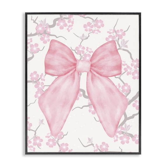 Stupell Industries Cherry Blossom & Ribbon Black Framed Giclee Art, design by Jesse Keith