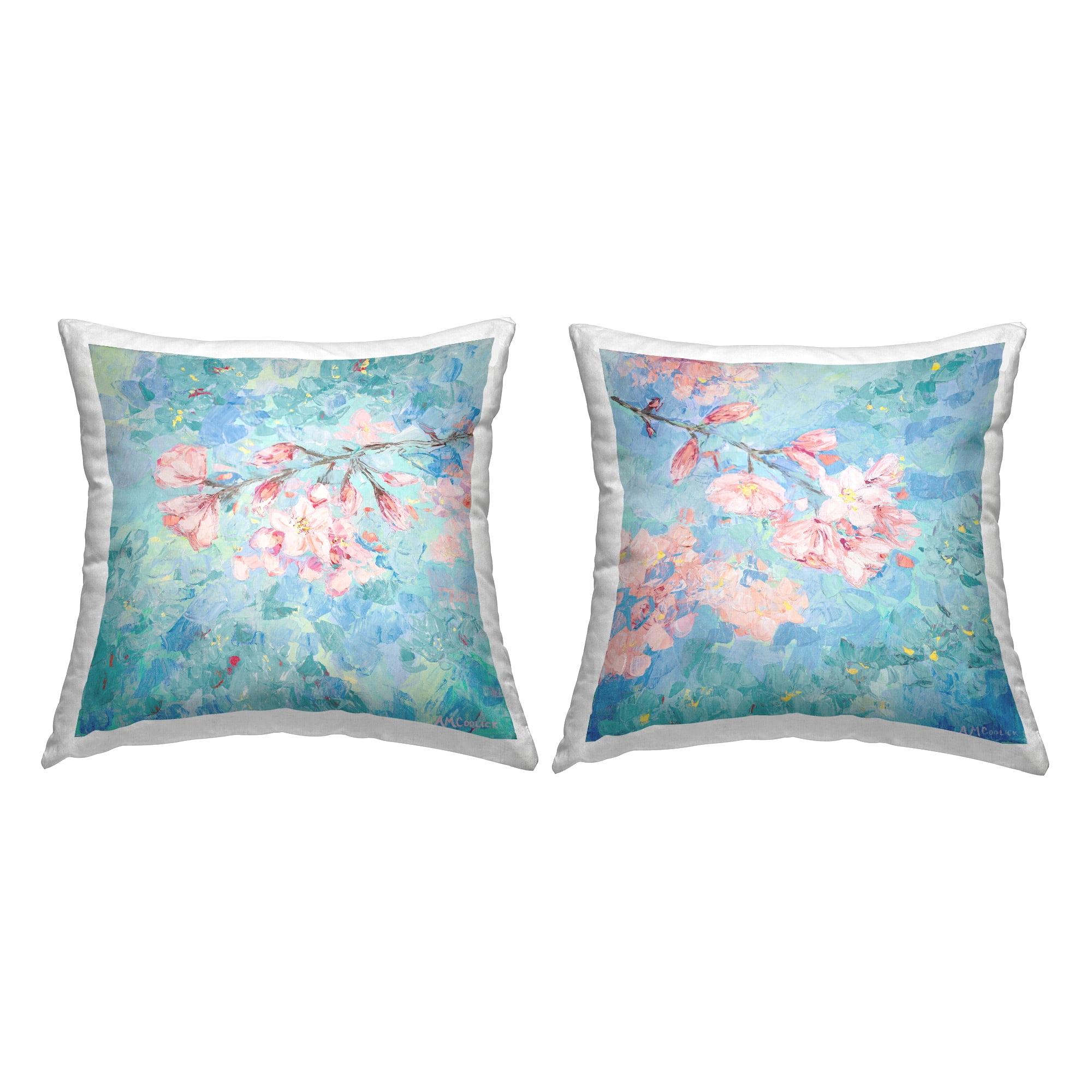 Stupell Industries Cherry Blossom Sprigs Decorative Printed Throw Pillow Design by Ann Marie Coolick.