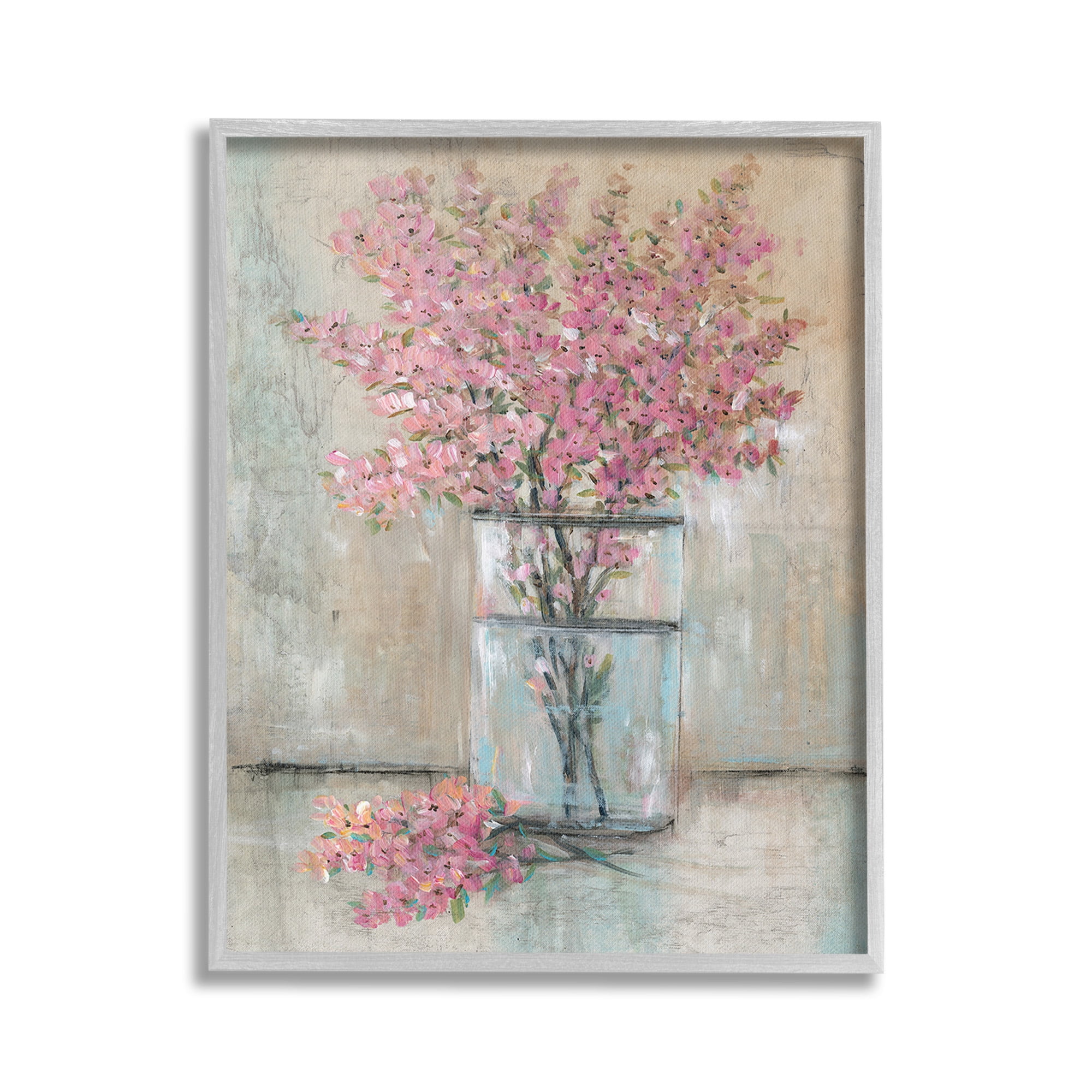 Stupell Industries Cherry Blossom Twigs Botanical & Floral Painting Gray Framed Art Print Wall Art, 24 x 30