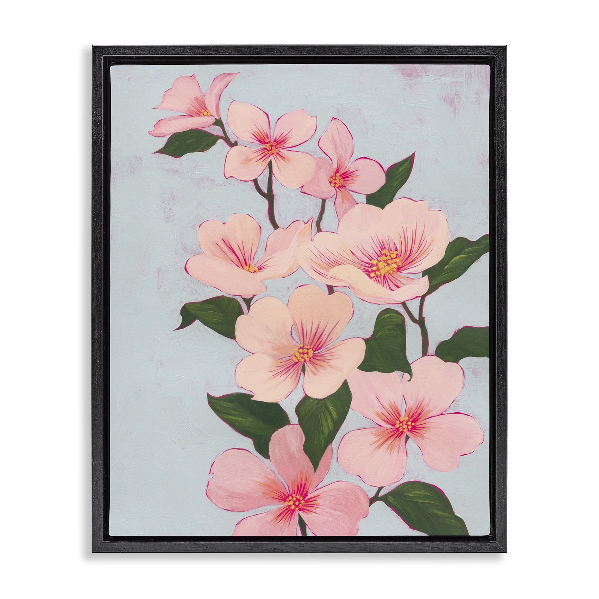 Stupell Industries Cherry Blossoms Vine Botanical & Floral Painting Black Floater Framed Art Print Wall Art, 17 x 21