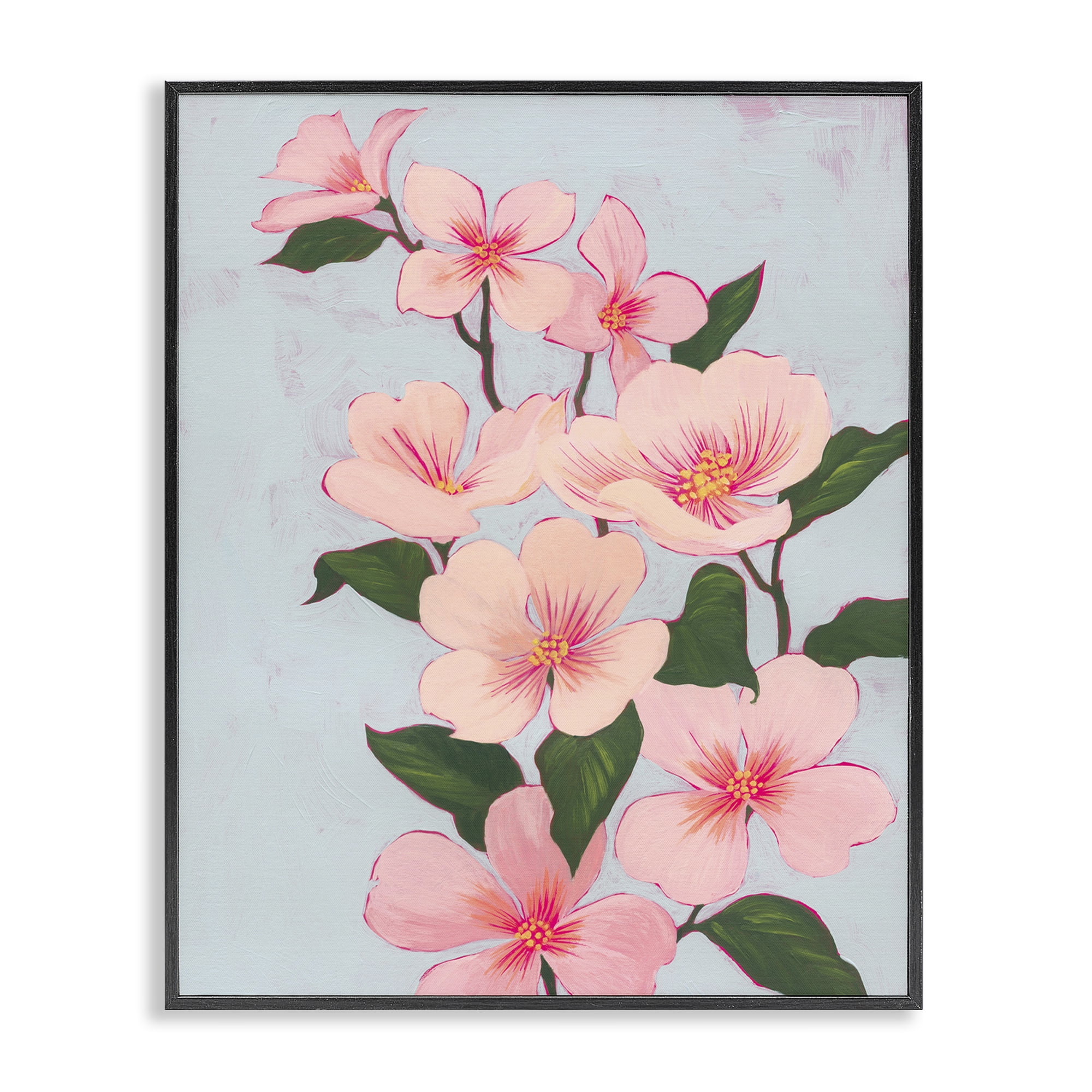 Stupell Industries Cherry Blossoms Vine Botanical & Floral Painting Black Framed Art Print Wall Art, 24 x 30