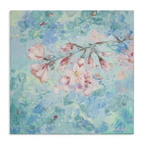 Stupell Industries Cherry Blossoms on Blue Plants & Flowers Painting Wrapped Canvas Art Print Wall Art, 17 x 17
