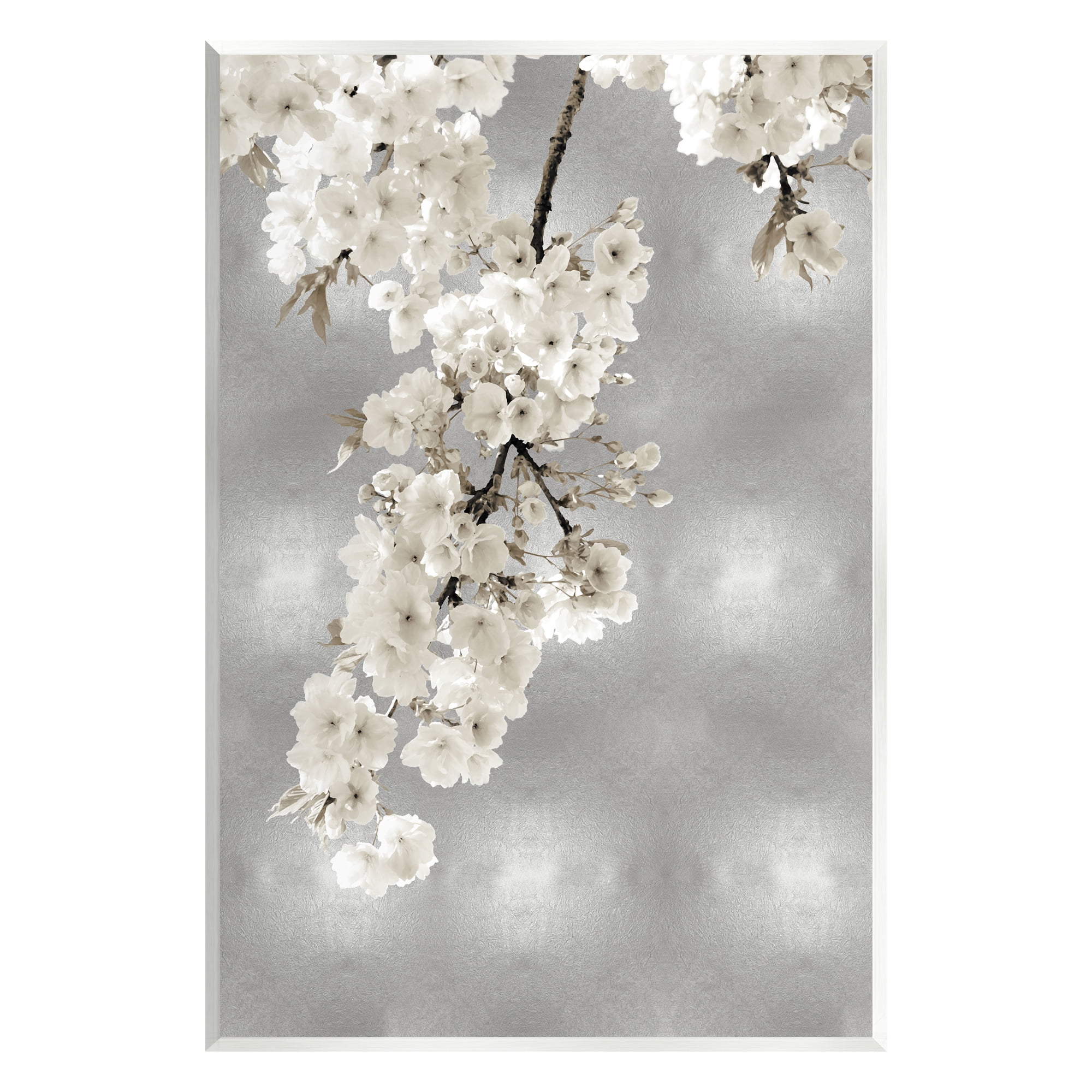 Stupell Industries Cherry Blossoms on Grey Botanical & Floral Painting Unframed Art Print Wall Art, 13 x 19