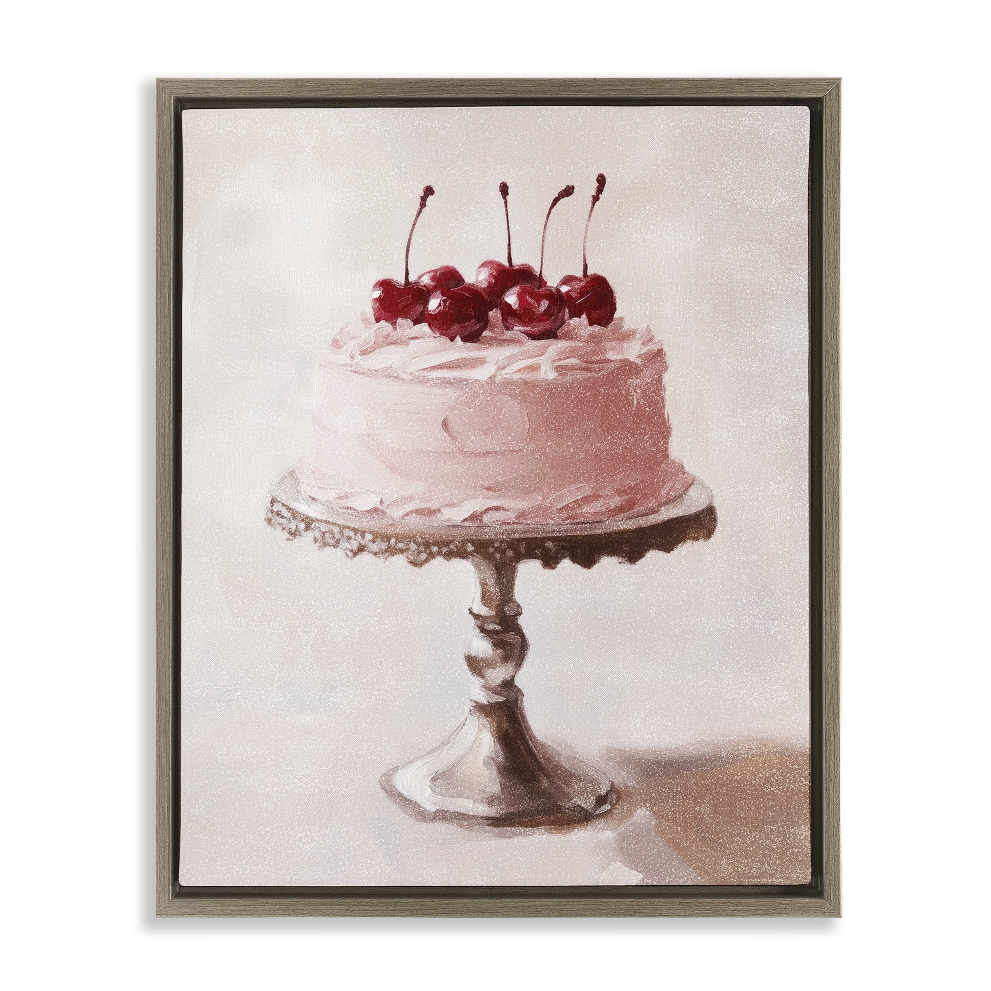 Stupell Industries Cherry Cake Delight Brown Framed Floater Canvas Wall Art, design by Svetlana Aleynikova