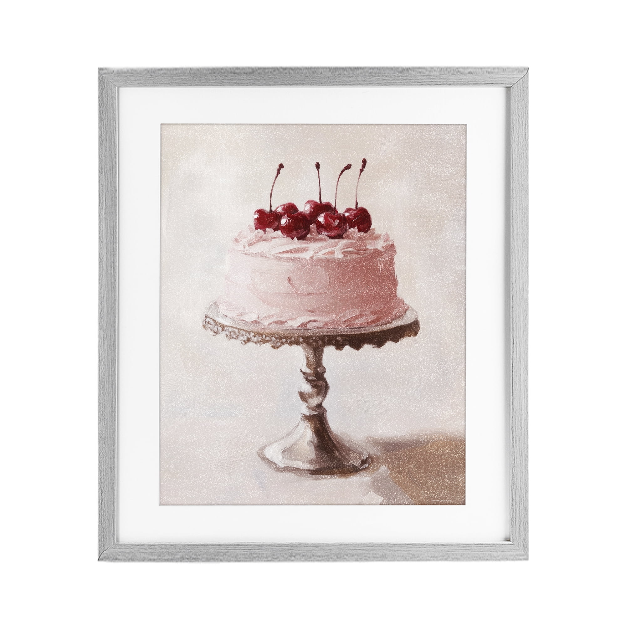 Stupell Industries Cherry Cake Delight Gray Framed Print Under Glass, design by Svetlana Aleynikova