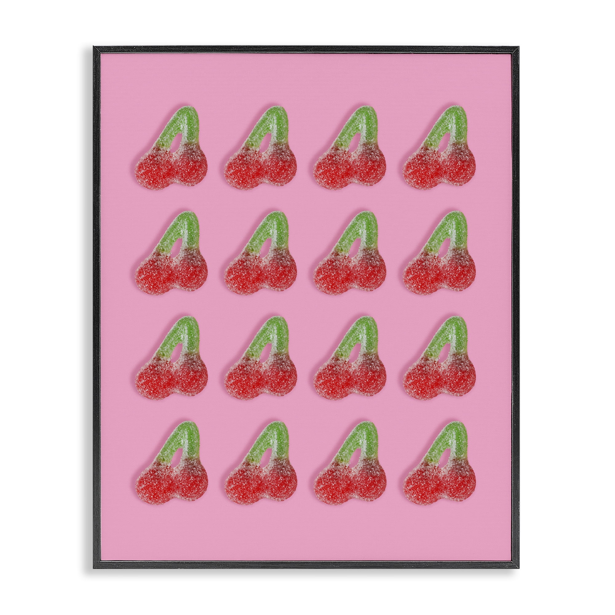 Stupell Industries Cherry Candy Pattern Black Framed Giclee Art, design by LISH Creative