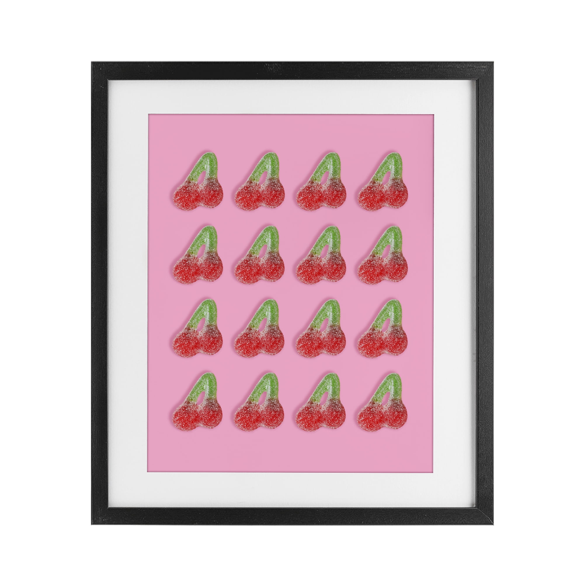 Stupell Industries Cherry Candy Pattern Black Framed Print Under Glass, design by LISH Creative