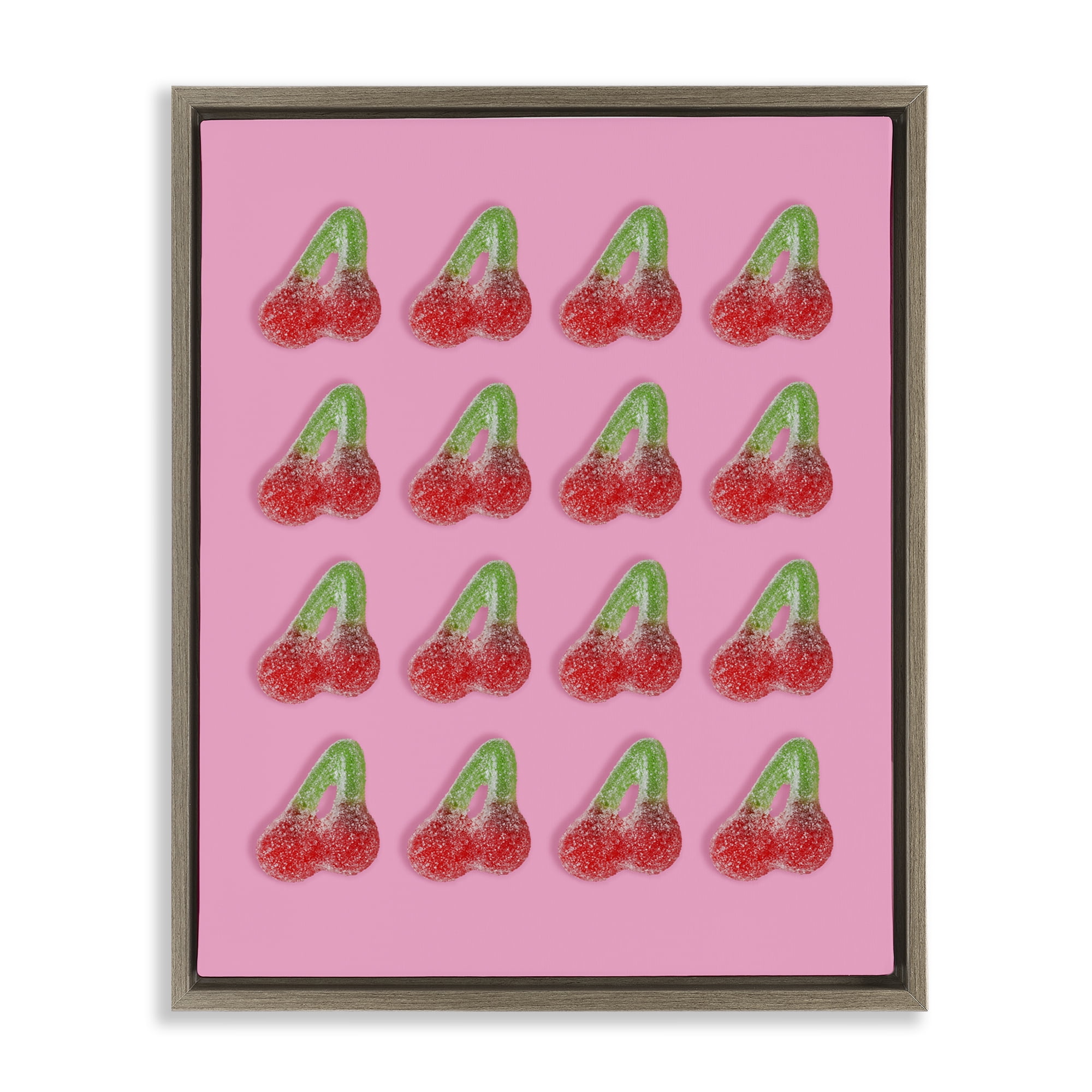 Stupell Industries Cherry Candy Pattern Brown Framed Floater Canvas Wall Art, design by LISH Creative