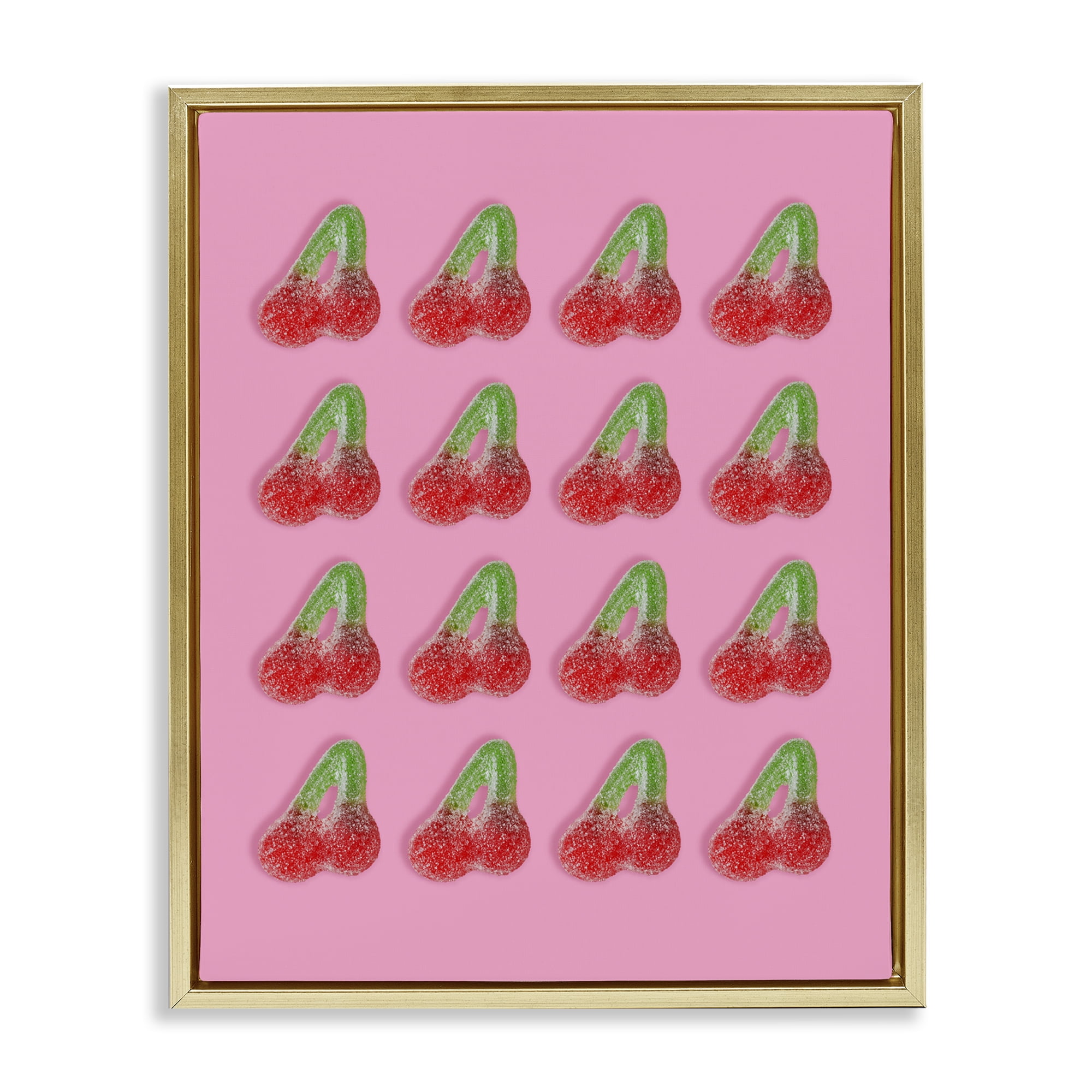Stupell Industries Cherry Candy Pattern Gold Framed Floater Canvas Wall Art, design by LISH Creative