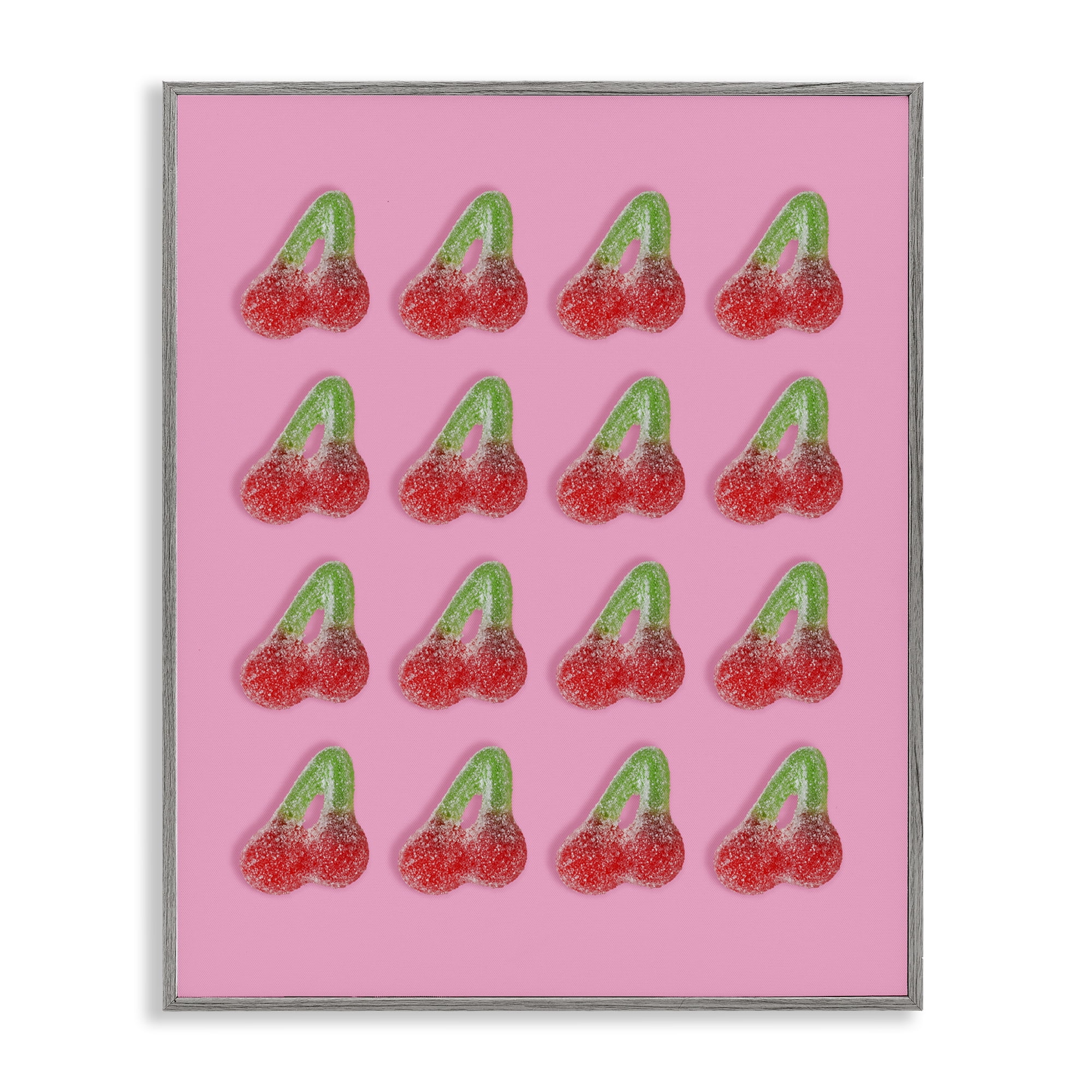 Stupell Industries Cherry Candy Pattern Gray Framed Giclee Art, design by LISH Creative