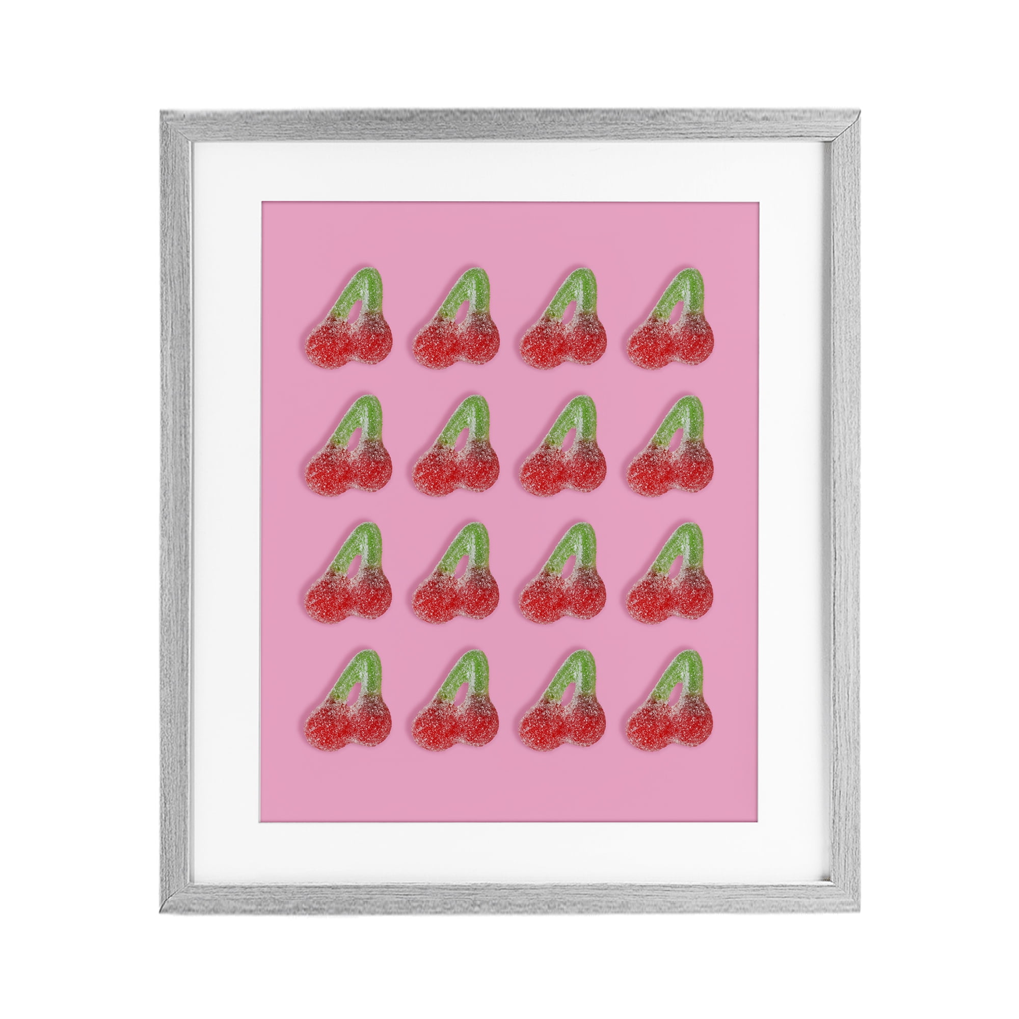 Stupell Industries Cherry Candy Pattern Gray Framed Print Under Glass, design by LISH Creative