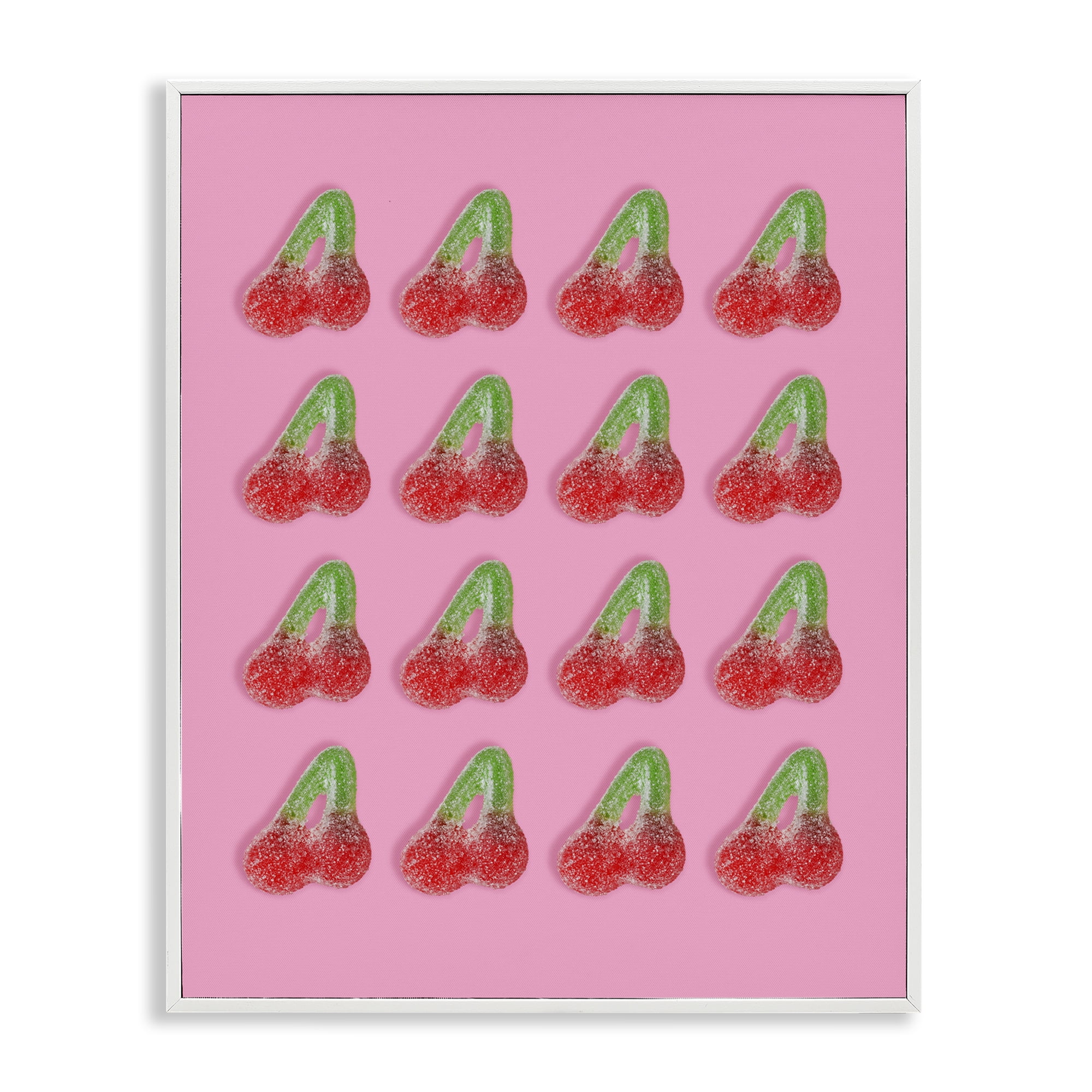 Stupell Industries Cherry Candy Pattern White Framed Giclee Art, design by LISH Creative