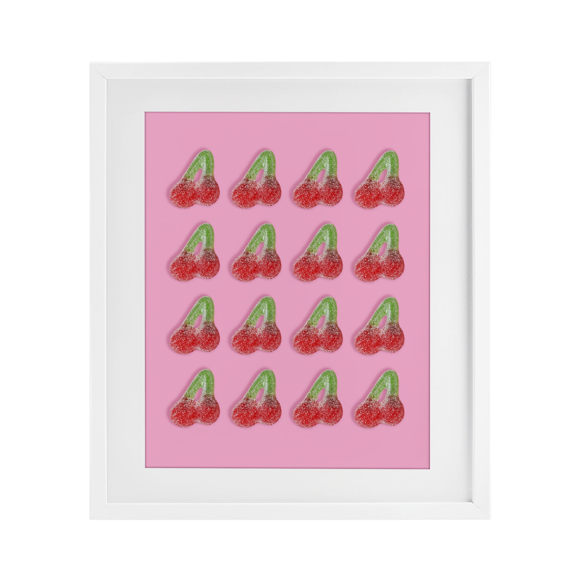 Stupell Industries Cherry Candy Pattern White Framed Print Under Glass, design by LISH Creative