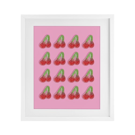 Stupell Industries Cherry Candy Pattern White Framed Print Under Glass, design by LISH Creative