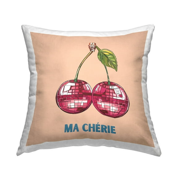 Stupell Industries Cherry & French Phrase Decorative Printed Throw Pillow Design by Amelia Noyes