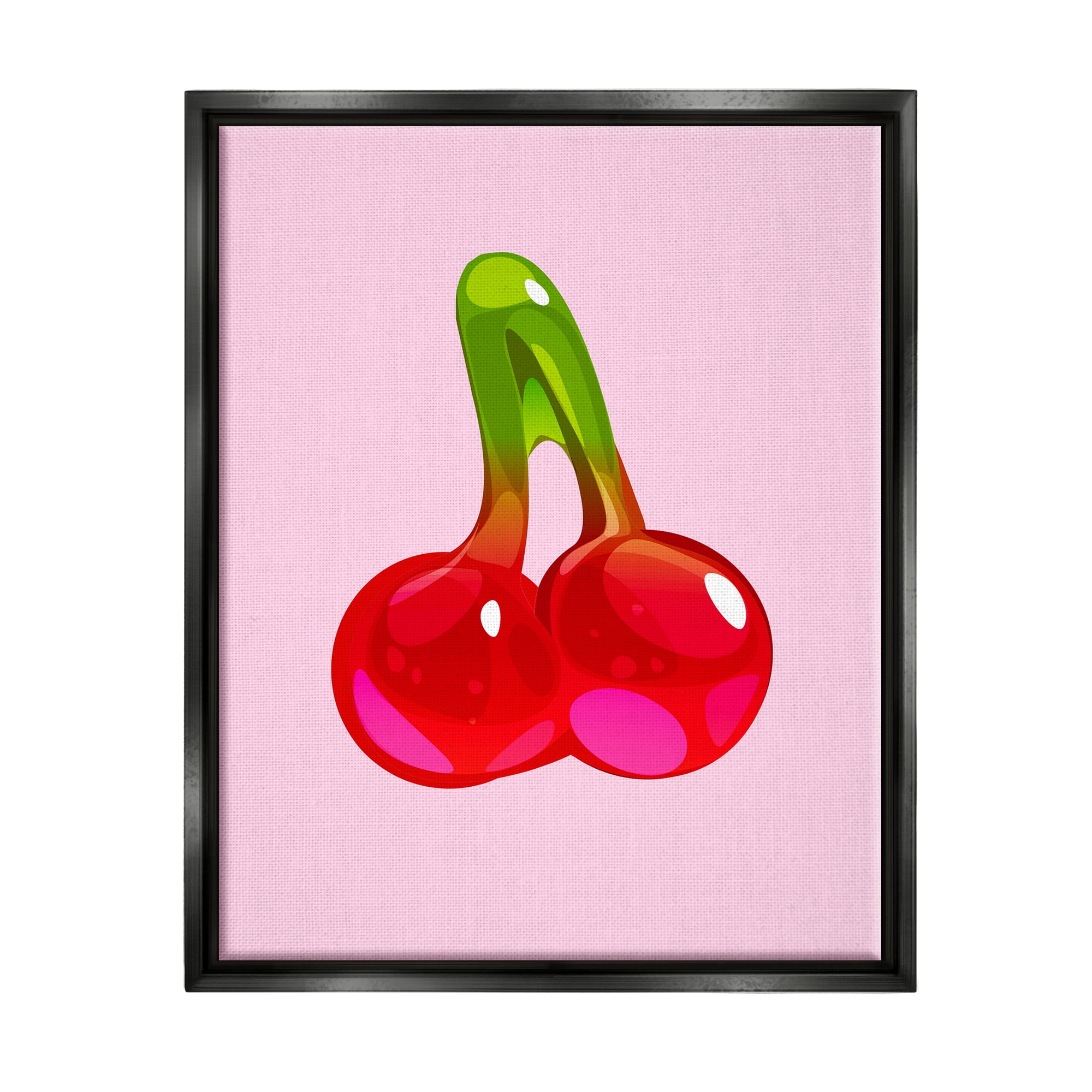 Stupell Industries Cherry Gummy Candy Food & Beverage Painting Black Floater Framed Art Print Wall Art, 17 x 21