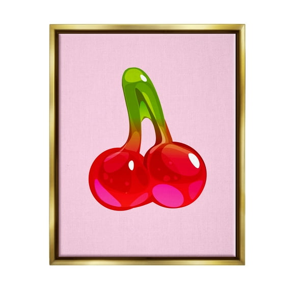Stupell Industries Cherry Gummy Candy Food & Beverage Painting Gold Floater Framed Art Print Wall Art, 17 x 21
