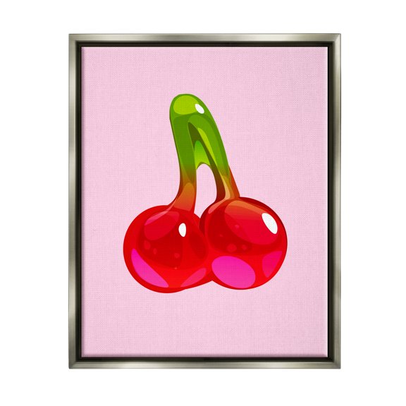 Stupell Industries Cherry Gummy Candy Food & Beverage Painting Gray Floater Framed Art Print Wall Art, 17 x 21