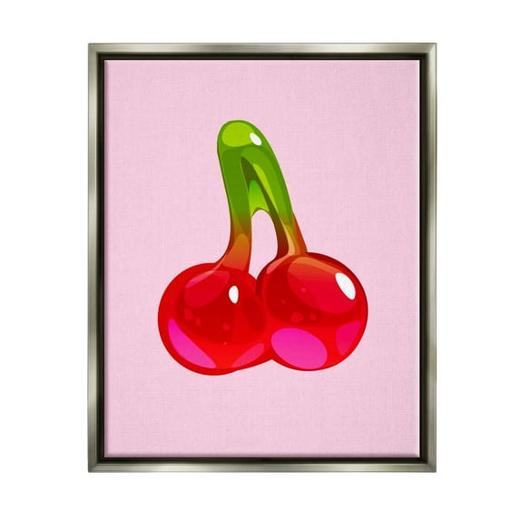 Stupell Industries Cherry Gummy Candy Food & Beverage Painting Gray Floater Framed Art Print Wall Art, 25 x 31
