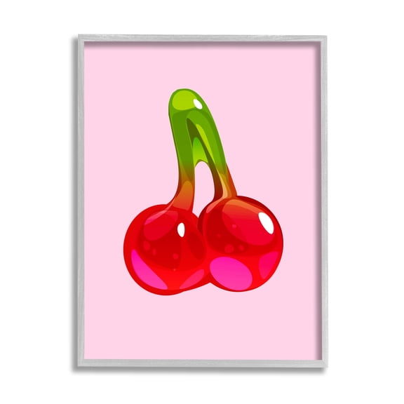 Stupell Industries Cherry Gummy Candy Food & Beverage Painting Gray Framed Art Print Wall Art, 16 x 20