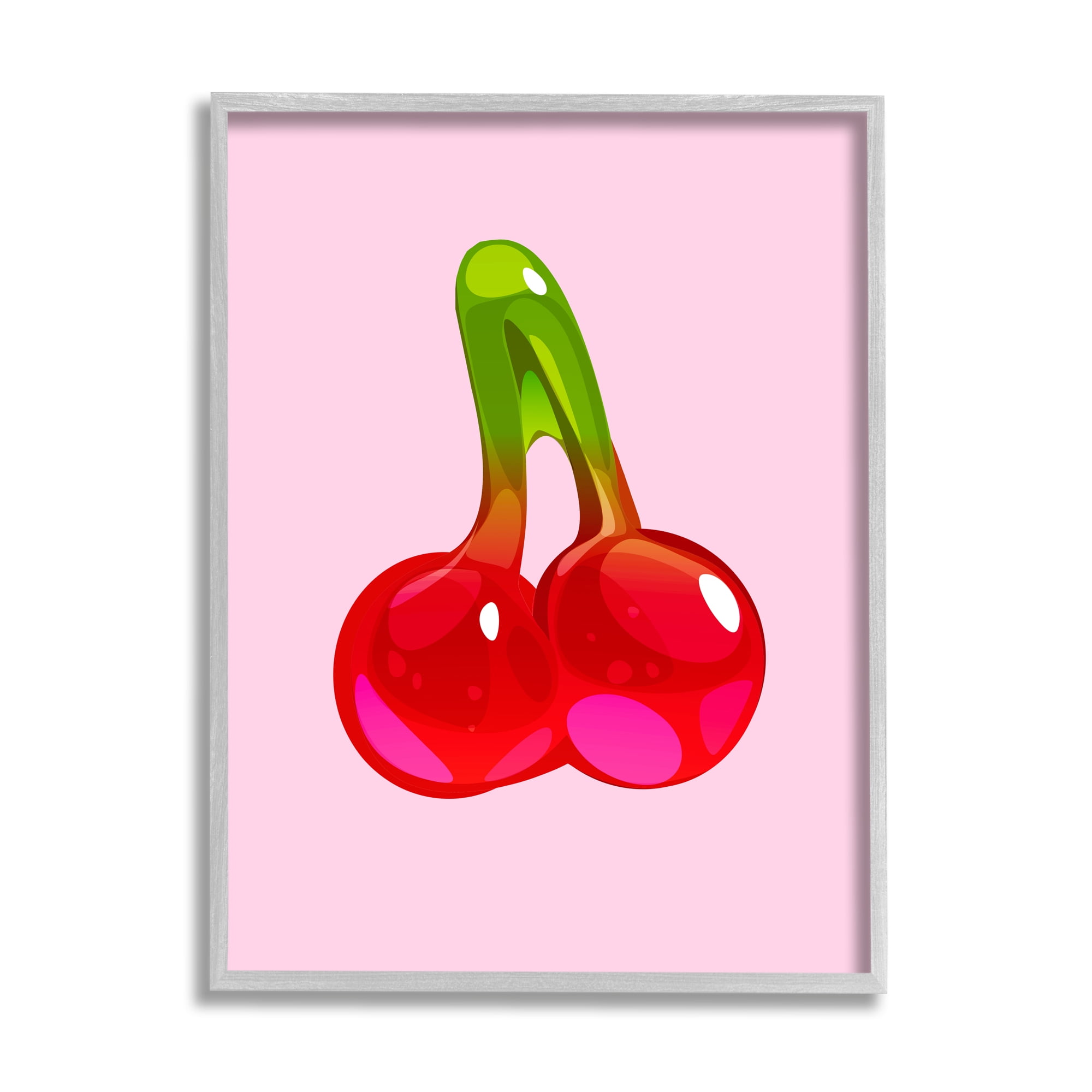 Stupell Industries Cherry Gummy Candy Food & Beverage Painting Gray Framed Art Print Wall Art, 24 x 30