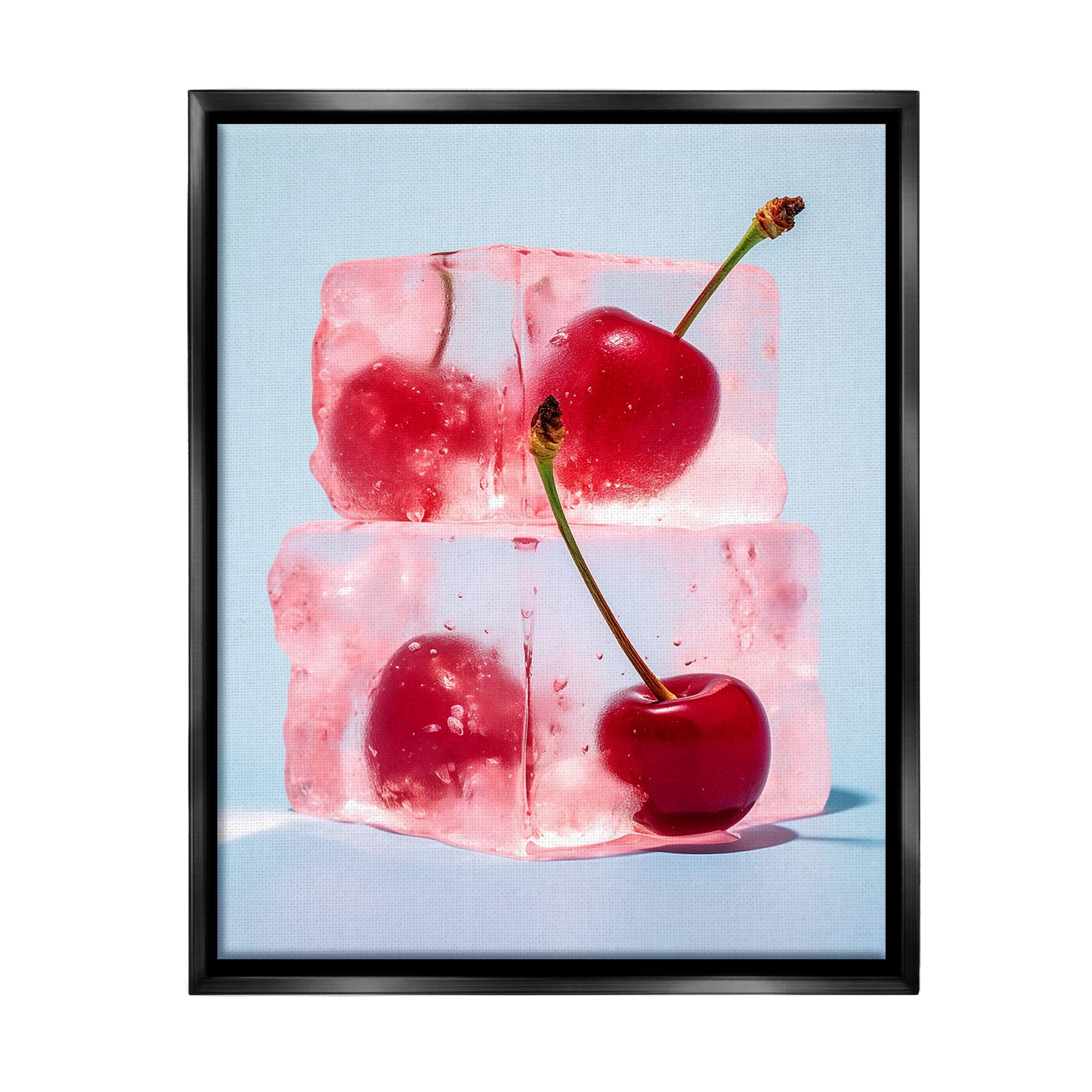 Stupell Industries Cherry Ice Cubes Food & Beverage Painting Black Floater Framed Canvas Art Print Wall Art, 25 x 31
