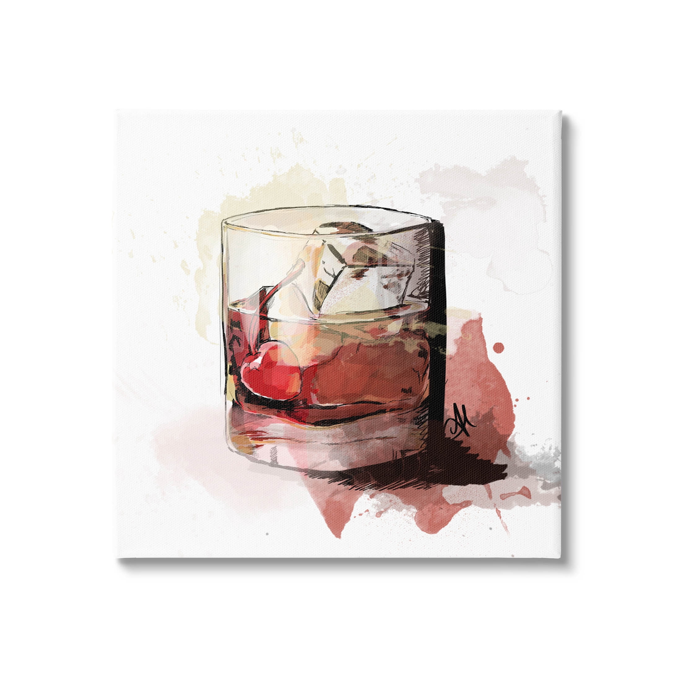Stupell Industries Cherry Liquor Cocktail Glass Graphic Art Gallery Wrapped Canvas Print Wall Art, Design by Alison Petrie
