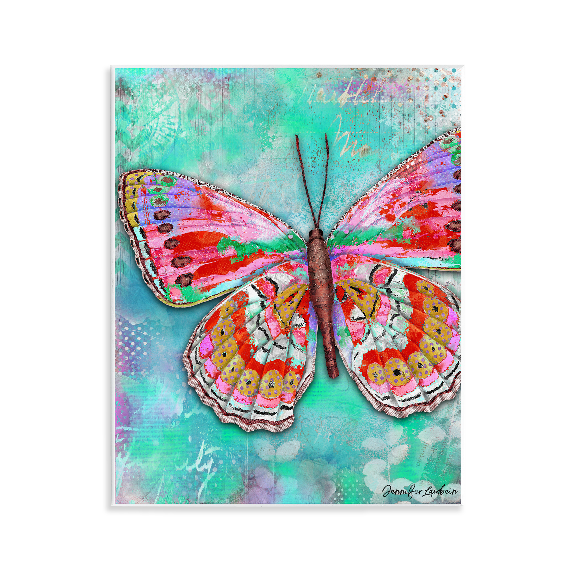 Stupell Industries Cherry Mint Butterfly Animals Painting Unframed Art Print Wall Art, 11 x 14