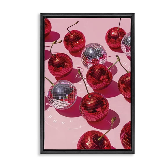 Stupell Industries Contemporary Cherry Picked Disco Black Floating Frame Canvas Art, 21 x 31, by LSR Design Studio