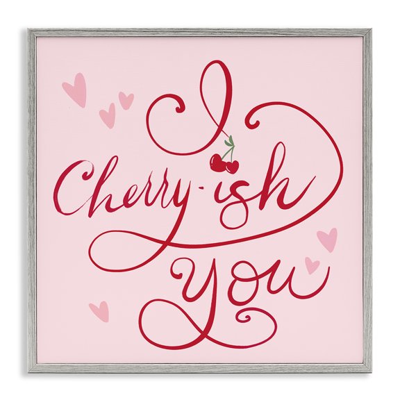 Stupell Industries Cherry-ish You Pun Gray Framed Giclee Art design by Lucille Price, 17 x 17
