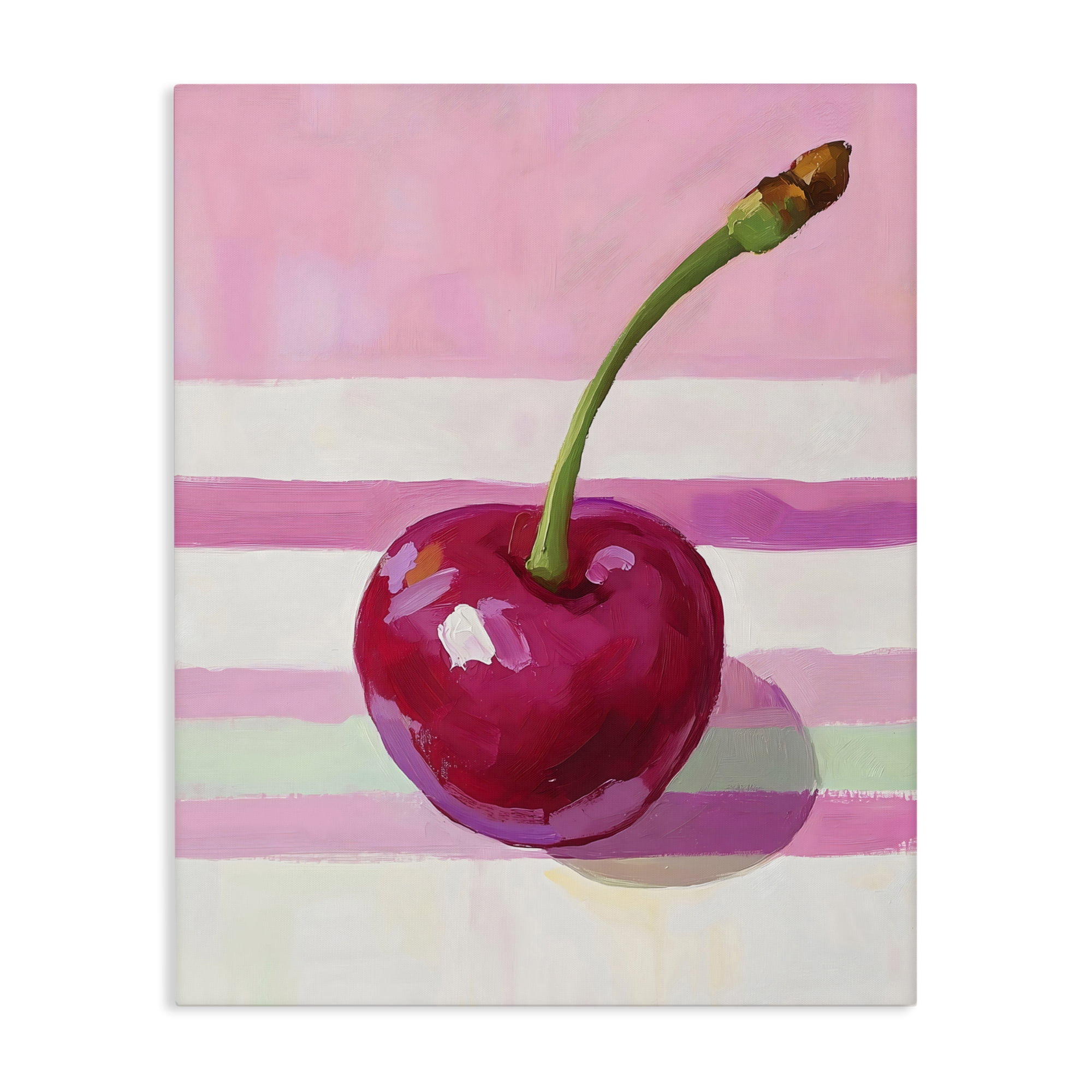 Stupell Industries Cherry on Pink Stripes Canvas Wall Art, design by The Prints Vibe