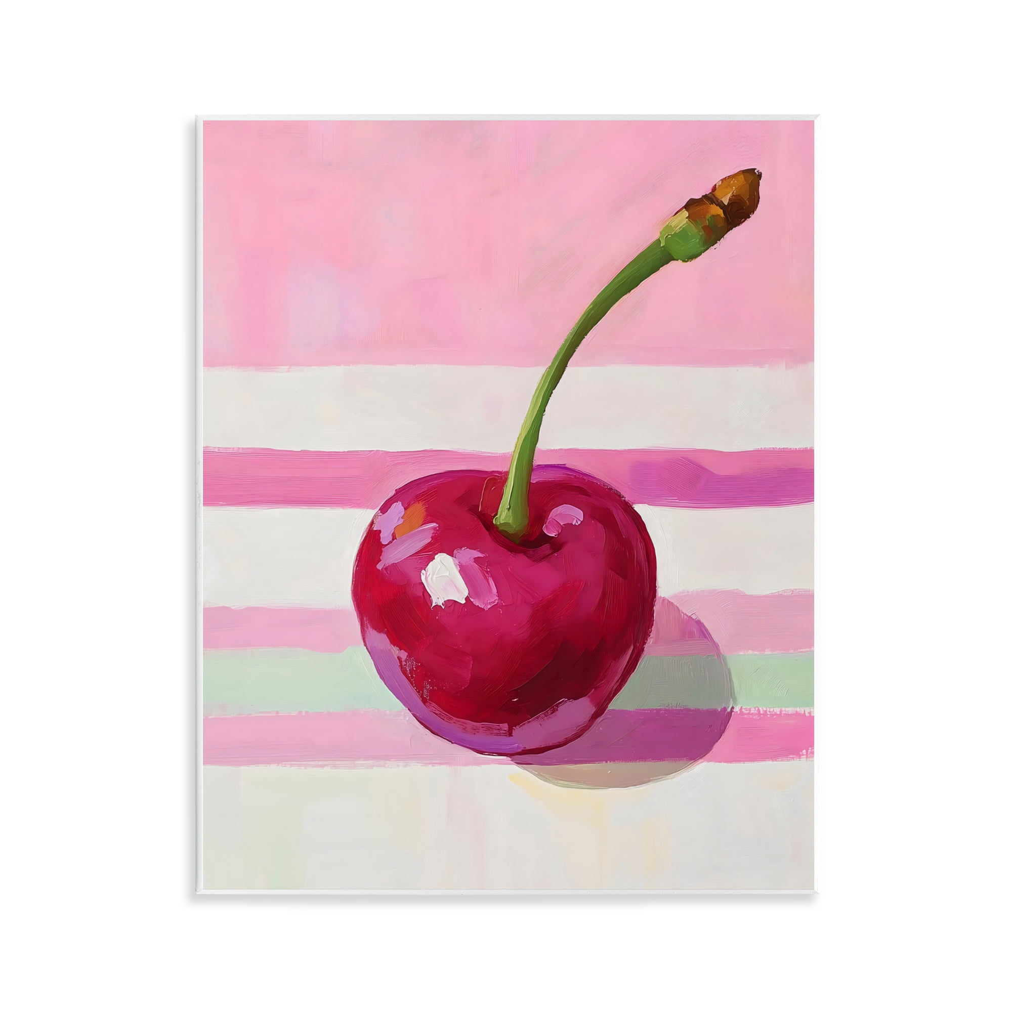 Stupell Industries Cherry on Pink Stripes Wall Plaque Art, design by The Prints Vibe
