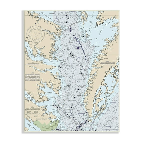 Stupell Industries Chesapeake Bay Water Flow Map Coastal Cartography, 13 x 19, Designed by Daphne Polselli