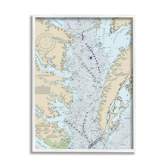 Stupell Industries Chesapeake Bay Water Flow Map Coastal Cartography, 16 x 20, Designed by Daphne Polselli