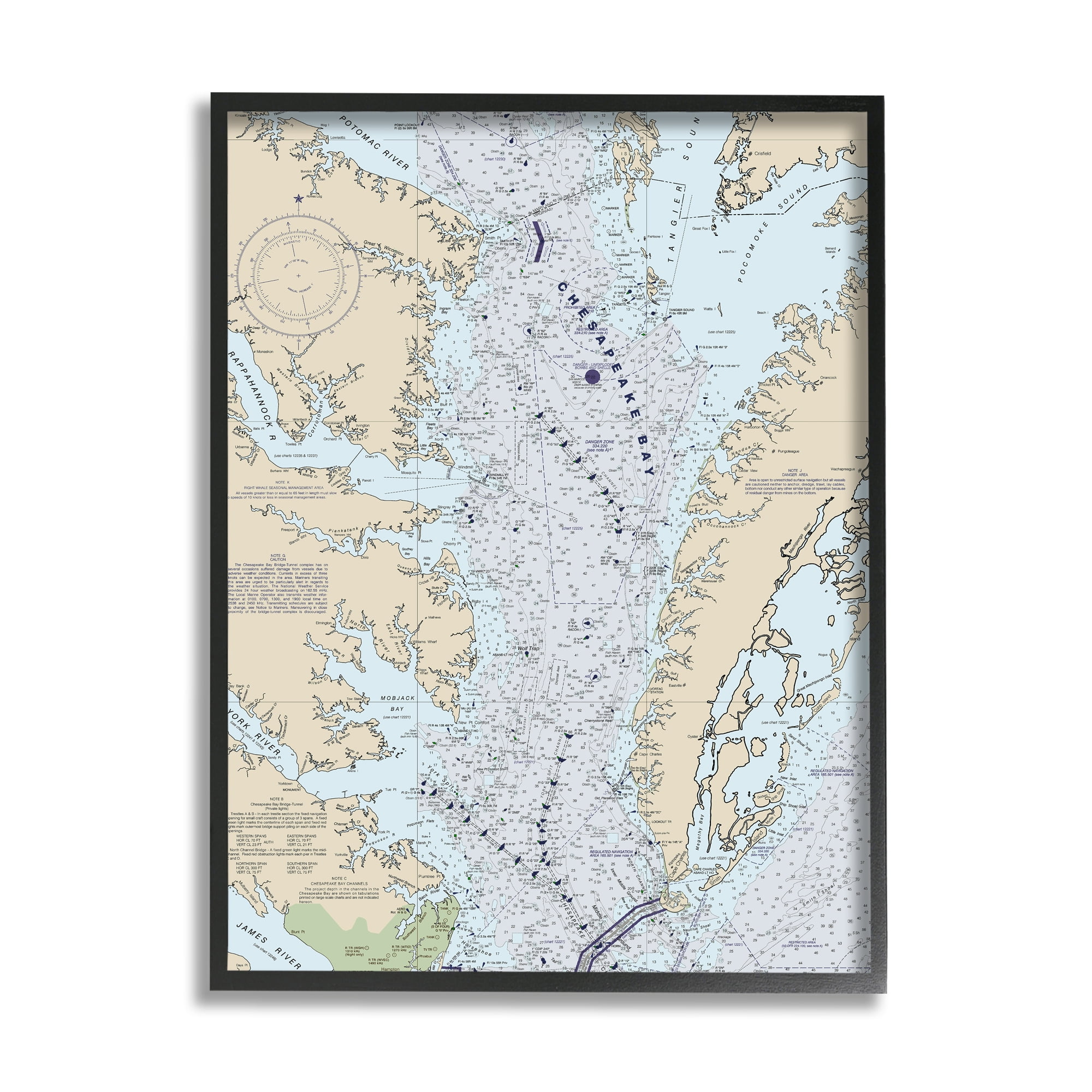 Stupell Industries Chesapeake Bay Water Flow Map Coastal Cartography, 16 x 20, Designed by Daphne Polselli