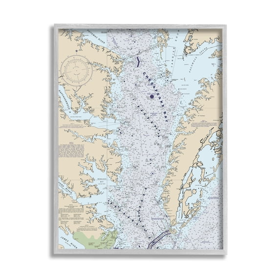 Stupell Industries Chesapeake Bay Water Flow Map Coastal Cartography, 16 x 20, Designed by Daphne Polselli