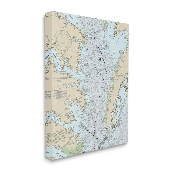Stupell Industries Chesapeake Bay Water Flow Map Coastal Cartography, 36 x 48, Designed by Daphne Polselli