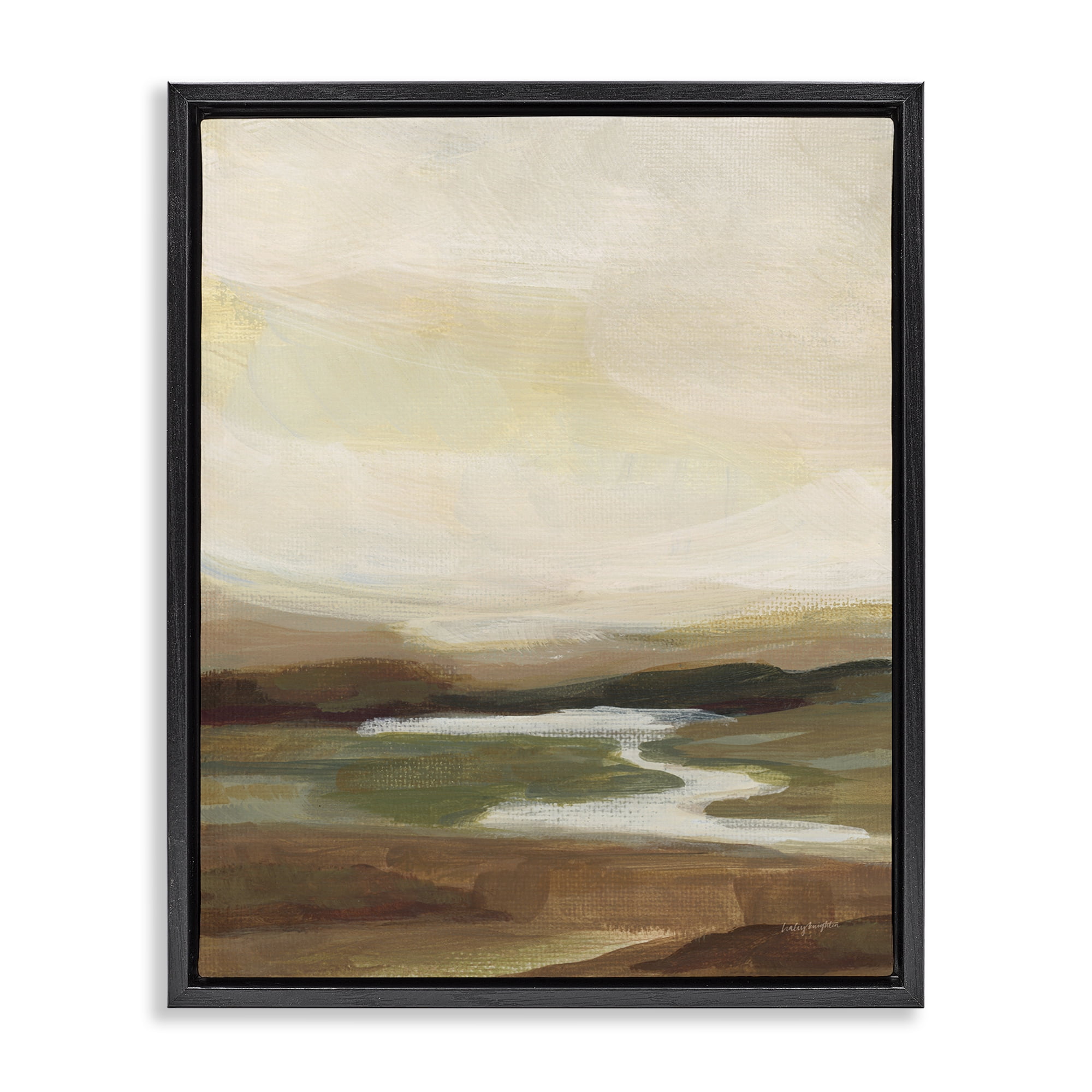 Stupell Industries Chestnut Springs River Landscape Painting Black Floater Framed Art Print Wall Art, 17 x 21