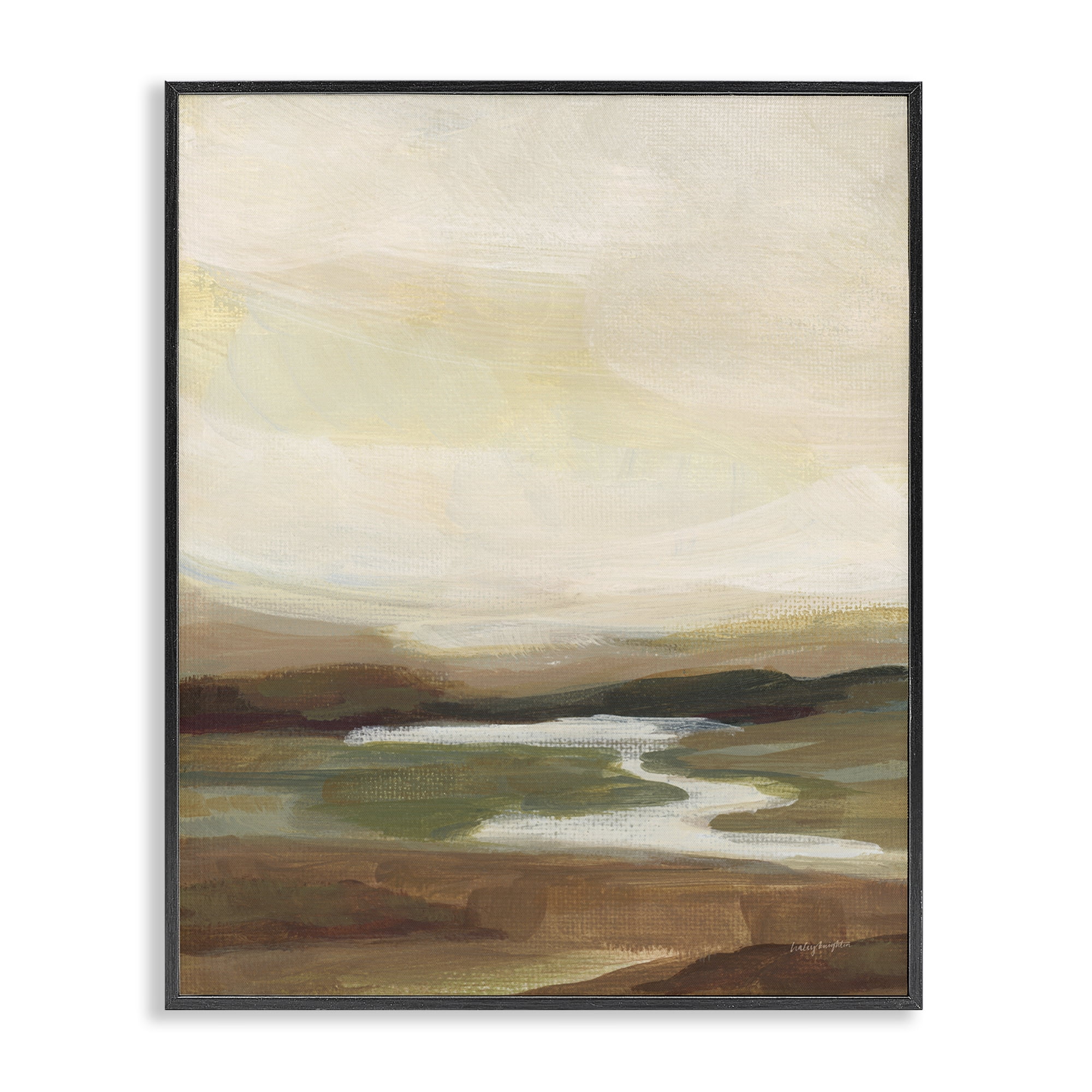 Stupell Industries Chestnut Springs River Landscape Painting Black Framed Art Print Wall Art, 16 x 20