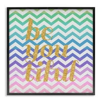 Stupell Industries Chevron Beautiful Phrase Text & Numbers Painting Black Framed Art Print Wall Art, 12 x 12