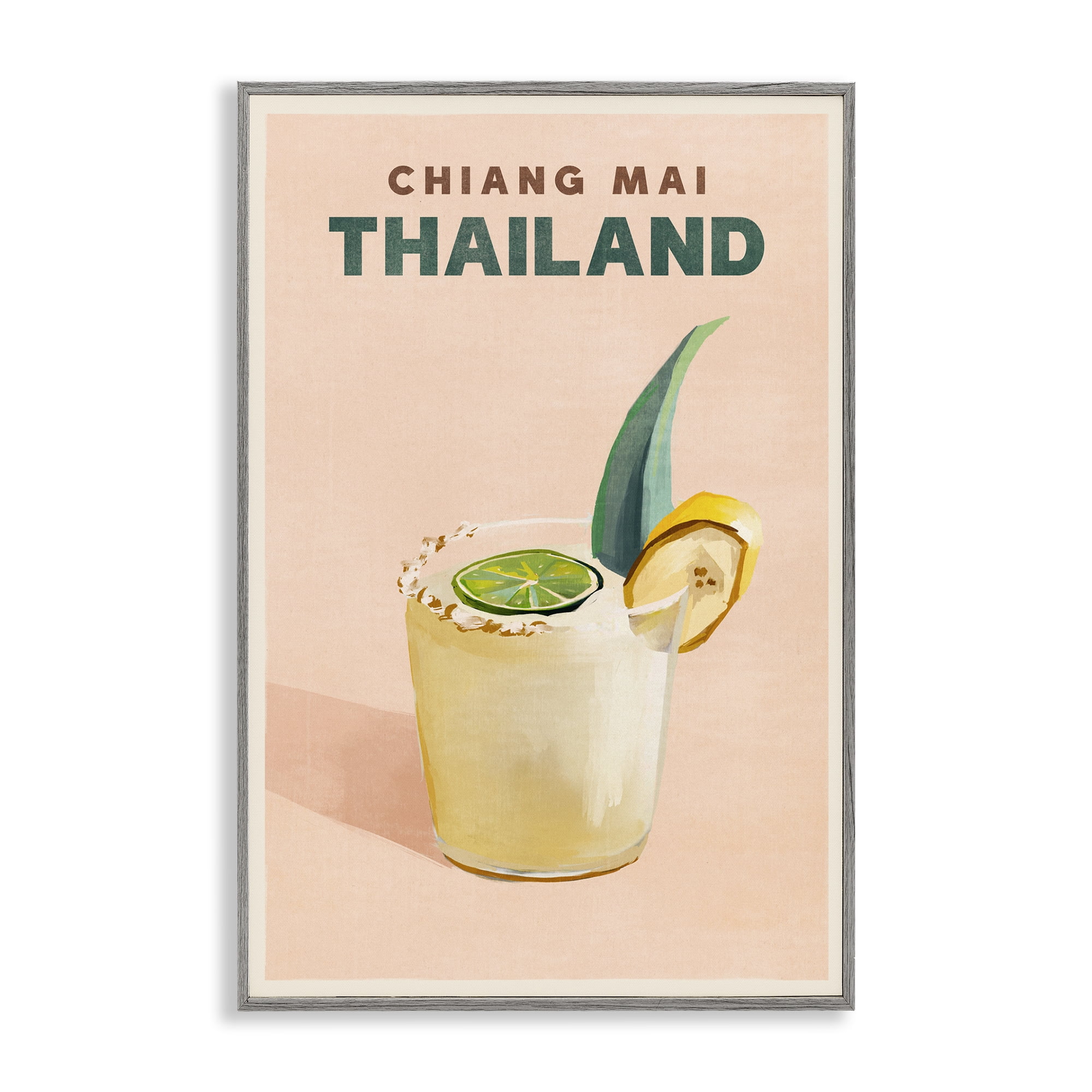 Stupell Industries Chiang Mai Thailand Cocktail Food & Beverage Painting Gray Framed Art Print Wall Art, 16 x 24
